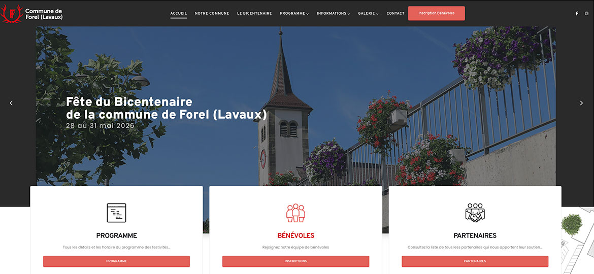 Graphik.ch - Site internet du Bicentenaire de Forel (Lauax)